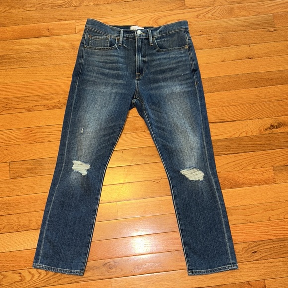 FRAME Le Pixie Beau Distressed Cropped Jeans - Picture 2 of 4